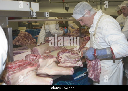 Rote Fleisch verarbeitenden Fabrik alle Bilder mit konzent des Eigentümers Stockfoto