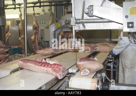 Rote Fleisch verarbeitenden Fabrik alle Bilder mit konzent des Eigentümers Stockfoto