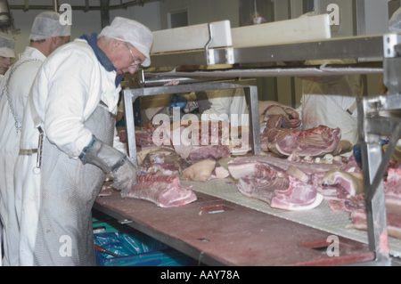 Rote Fleisch verarbeitenden Fabrik alle Bilder mit konzent des Eigentümers Stockfoto