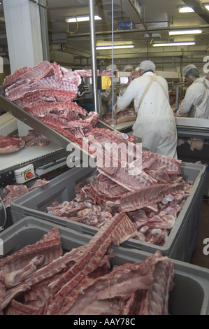 Rote Fleisch verarbeitenden Fabrik alle Bilder mit konzent des Eigentümers Stockfoto