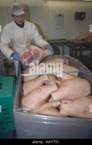 Rote Fleisch verarbeitenden Fabrik alle Bilder mit konzent des Eigentümers Stockfoto