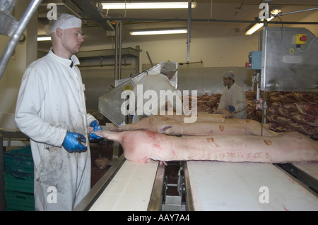 Rote Fleisch verarbeitenden Fabrik alle Bilder mit konzent des Eigentümers Stockfoto