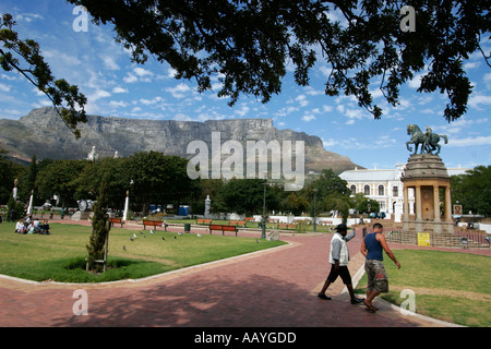 Südafrika-Kapstadt-Companys Garten Tisch Berg equestrian Statue südafrikanischen Gedenkmuseum Stockfoto