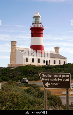 Südafrika Kap Agulhas Sothermost point-of-Africa-Leuchtturm Stockfoto