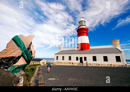 Südafrika Kap Agulhas Sothermost point-of-Africa-Leuchtturm-Skulptur Stockfoto