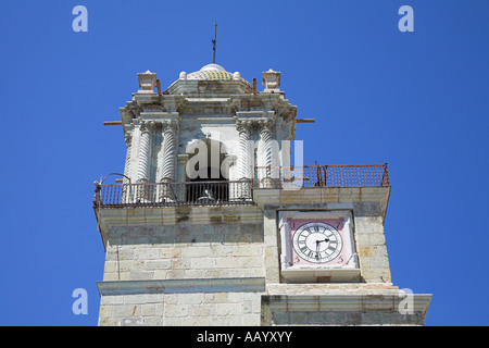 Uhr, Catedral Metropolitana de, Kathedrale der Jungfrau Maria Himmelfahrt, Zocalo, Oaxaca, Bundesstaat Oaxaca, Mexico Stockfoto