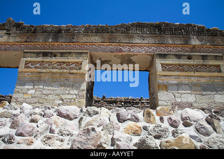 Ruinen am Ausgrabungsstätte Mitla, San Pablo Villa de Mitla, Mitla, in der Nähe von Oaxaca, Bundesstaat Oaxaca, Mexico Stockfoto