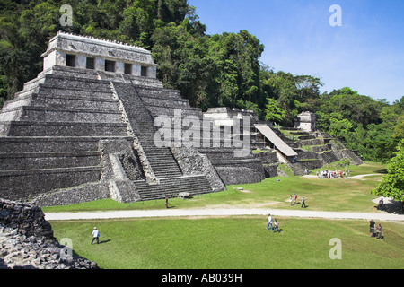 Tempel der Inschriften und Tempel XIII, archäologische Stätte Palenque, Palenque, Bundesstaat Chiapas, Mexico Stockfoto