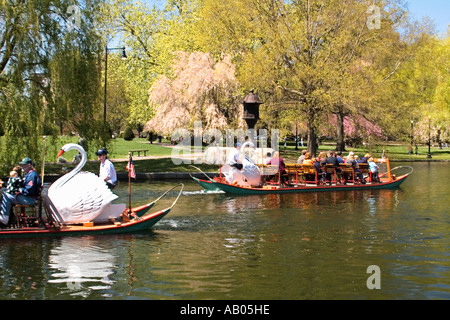 Swan Boote an der Boston Public Garden Stockfoto