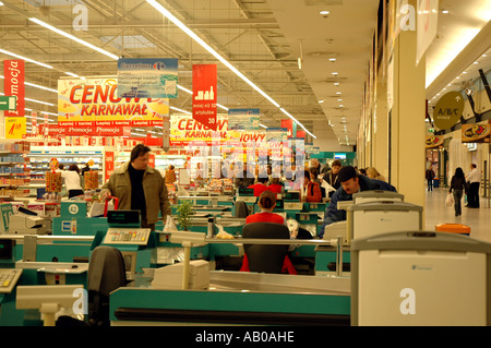 MALMEDY, BELGIUM - MAY 2016: Interior Of A Carrefour Hypermarket