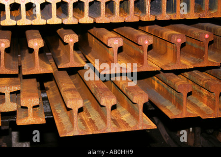 Stahl-Bahnlinie. Stockfoto