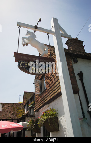 Das Hotel Weisses Rössl und Zeichen in der britischen Dorf Shere in Surrey England UK Stockfoto