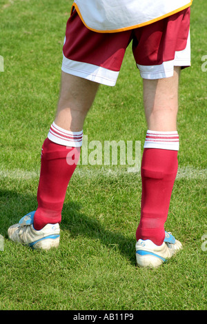 Fußball Spieler Beine hautnah Stockfoto