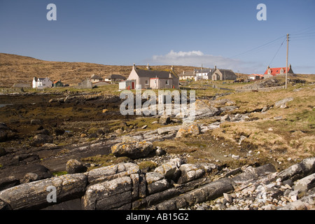 UK Schottland Western Isles Outer Hebrides Berneray Dorf an der Nordküste Stockfoto