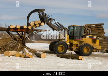 EIN LADER SETZT PROTOKOLLE AUF DEN ENTRINDUNGSMASCHINEN Stockfoto