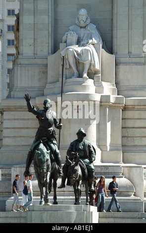 Madrid-Hauptstadt Spanien Europa EU. Plaza de Espana. Don Quijote und Sancho Pansa. Stockfoto