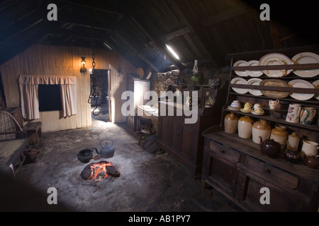 UK Schottland Western Isles Outer Hebrides Lewis Arnol Blackhouse Museum Innenraum Stockfoto