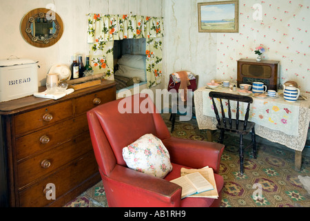 UK Schottland Western Isles Outer Hebrides Lewis Arnol Museum Whitehouse Küche Stockfoto