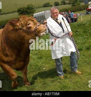 stolzer Besitzer führenden Preis gewinnende Bull Aberystwyth Agrarmesse 9. Juni 2007; Wales, UK Stockfoto