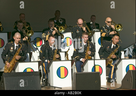 Eine jazz-Band in kolonialen nationaler historischer Park Teil des 225 durch die U S Army Training und Lehre-Befehl-Band Konzert Stockfoto