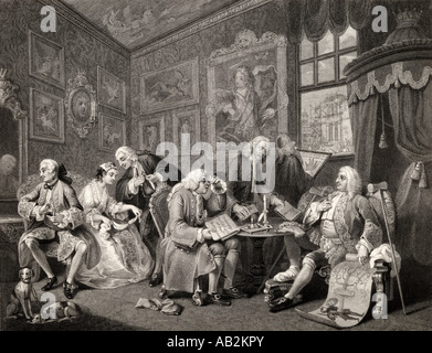 Heirat a la Mode. Vertrag. Aus dem Original von Hogarth. Stockfoto