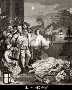 Die vier Stufen der Grausamkeit. Grausamkeit in Perfektion. Gestochen von I Romney nach Hogarth. Stockfoto