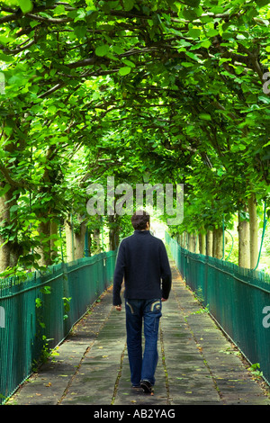 Mann 25 30 zu Fuß durch den Baum gesäumt Birdcage Walk Clifton Bristol England Stockfoto
