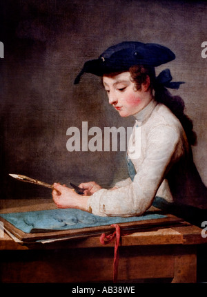 John Simeon Chardin The Young Schublade, Designer, Zeichner Stockfoto