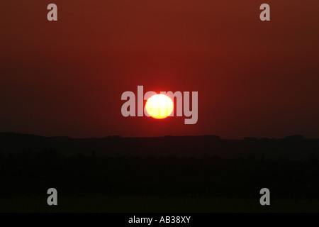Sonnenuntergang, Selston, Nottinghamshire, UK Stockfoto