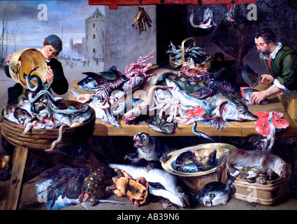 Frans Snyders Fischhändler 1616 Stockfoto