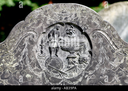 Grabstein Detail in Bunhill Felder Friedhof London Borough of Islington Stockfoto