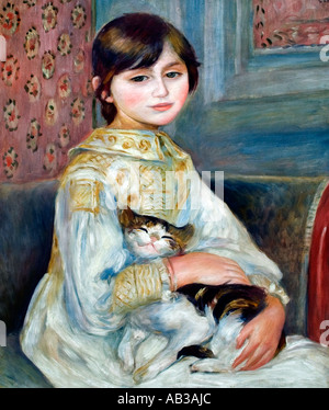 Kind mit Katze Julie Manet 1887 Pierre Auguste Renoir 1841-1919 Französisch impressionistischen Frankreich Stockfoto