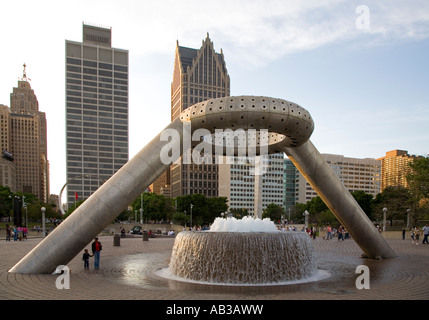 Detroit Michigan The Noguchi Fountain in Hart Plaza in der Innenstadt von Detroit Stockfoto