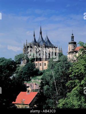 Schöne malerische Kathedrale der Heiligen Barbara, Kutná Hora, Tschechische Republik. Stockfoto