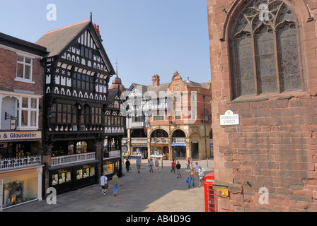 Chester. High Cross Gegend in die historische Stadt Chester das Verwaltungszentrum der Grafschaft Cheshire Stockfoto