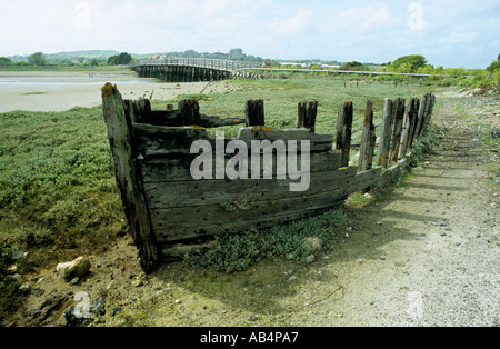 Morsche Holzboot am Ufer des Fluss Adur in der Nähe von Shoreham West Sussex UK Stockfoto