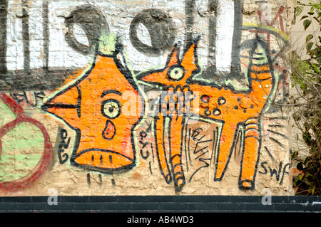 Graffiti auf eine Mauer, Barcelona, Spanien Stockfoto