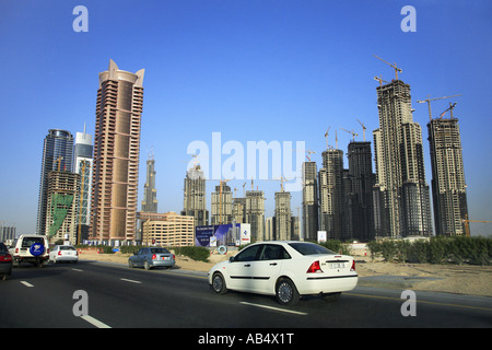 Buldings Baustelle entlang der Sheik Zayed Road, Dubai Stockfoto