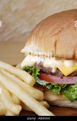 Hamburger und Pommes frites Stockfoto