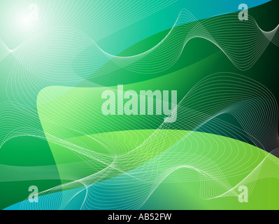 Einem abstrakten Hintergrund mit grünen und blauen Wellen Stockfoto