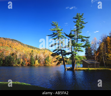 See in den kanadischen Rockies während der Falljahreszeit Laub Stockfoto