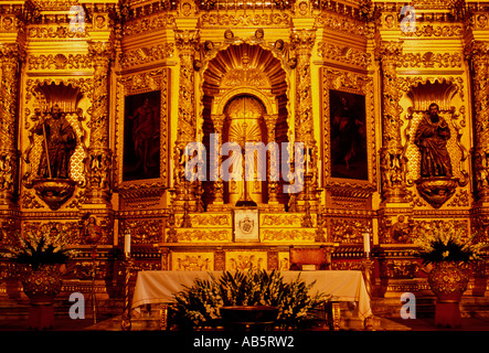 Hochaltar, Santo Domingo de Guzman Kirche, die römisch-katholische Kirche, Katholizismus, Hauptstadt, Oaxaca, Oaxaca de Juárez, Oaxaca, Mexiko Stockfoto