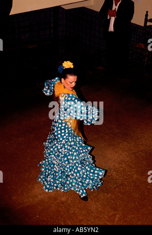 Erwachsene Frau, Flamenco-Tänzerin, El Patio Sevillano, Sevilla, Provinz Sevilla, Spanien Stockfoto