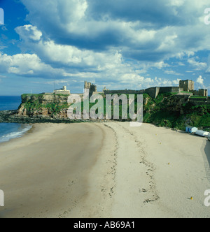 Schöne Aussicht auf die Ruinen von Tynemouth Priory und Burg, Tynemouth, Tyne and Wear, England, UK. Stockfoto