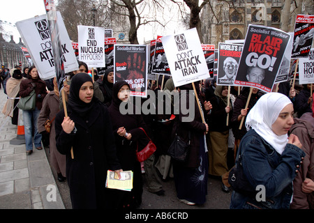 Demonstration in London 3. Jahr Jahrestag der Invasion des Irak fordern Regierung beendet Besatzung und dringen nicht in Iran 1 Stockfoto