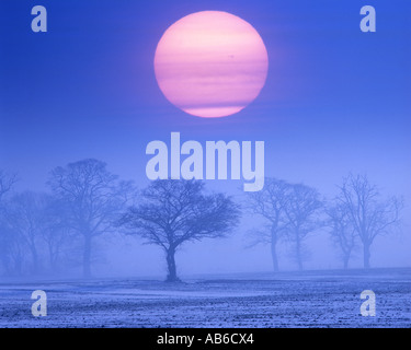 GB - GLOUCESTERSHIRE: Winter Sonnenuntergang in den Cotswolds Stockfoto
