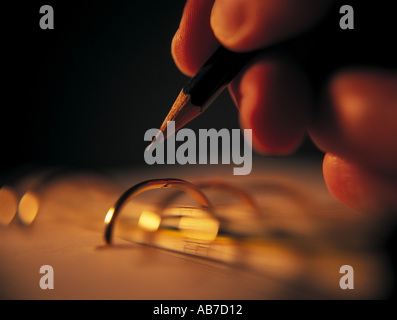 Bleistift und Papier Stockfoto