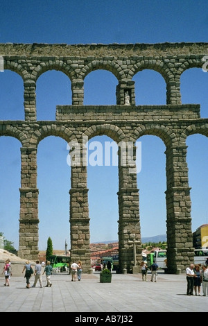 Antike römische Aquädukt in Segovia, Spanien Stockfoto