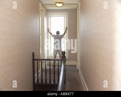 Blick aus Fenster Stockfoto