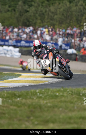 Doppelte Rennsieger Ryuichi Kiyonari HM Plant Honda bei der schottischen Runde der British Superbike Championship 2005 Stockfoto